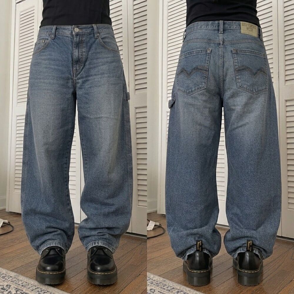 Vintage Y2K Southpole Baggy Jeans Size 34 Wide Leg Skater Denim Faded Blue